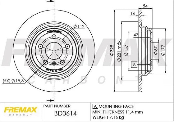 Fremax Rear Disc Rotors for Mercedes Benz ML350 W166 3.0 3.5 2012-2015