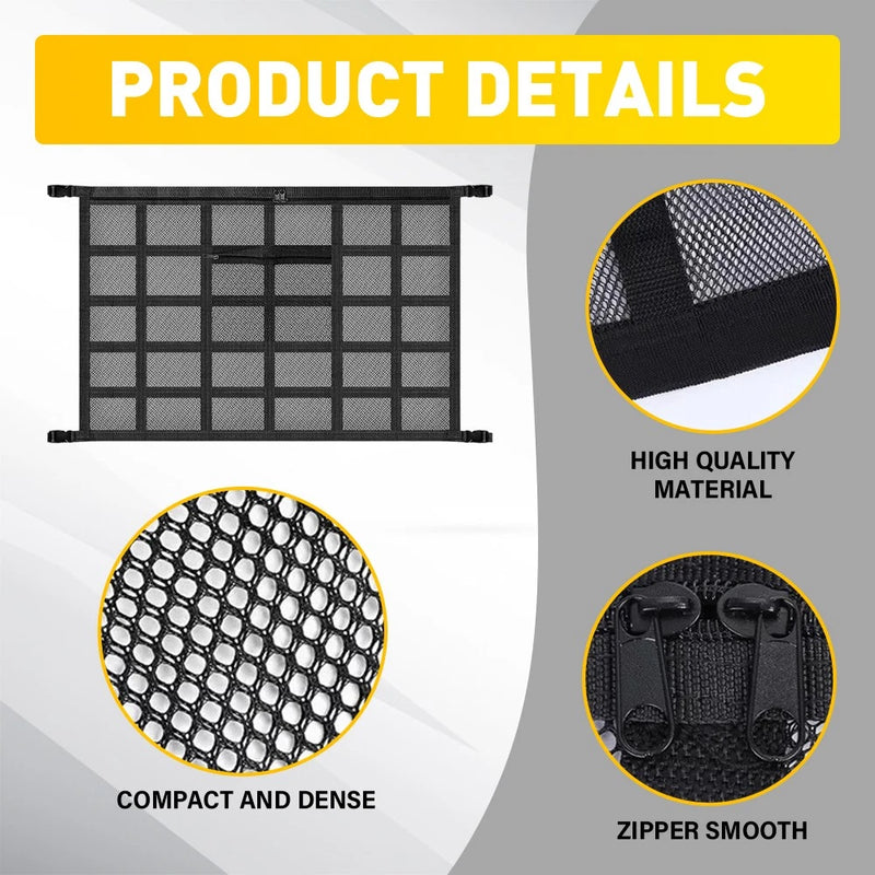 80x55cm Universal Car Roof Cargo Net Mesh Ceiling Storage Bag – Black