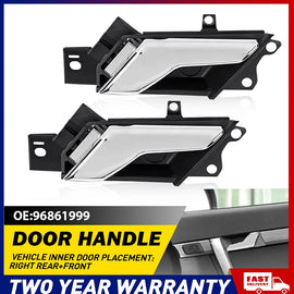 2x Right Drivers Inner Door Handle Chrome For Holden Captiva 5 Seater 2006-2018