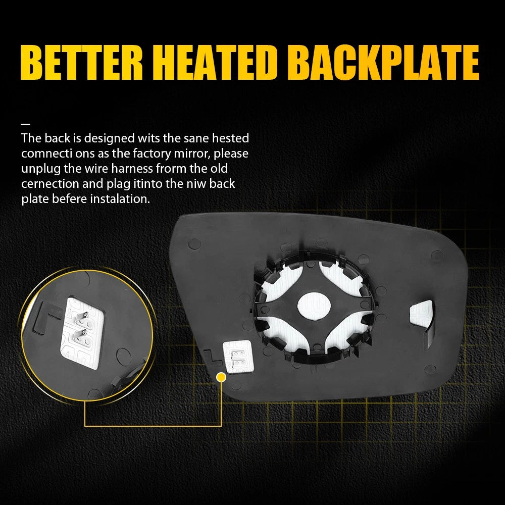 Right Side Mirror Glass for Nissan Navara D40 2007-2015 With Heated Convex Base