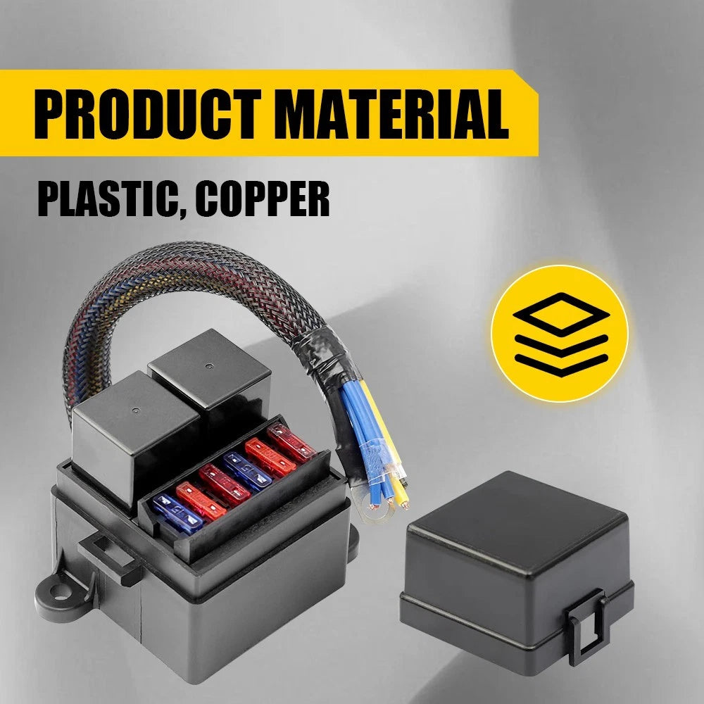 4-Pin 80A Pre-Wired Fuse Relay Box Waterproof Relay Slots ATC/ATO Fuse Holder