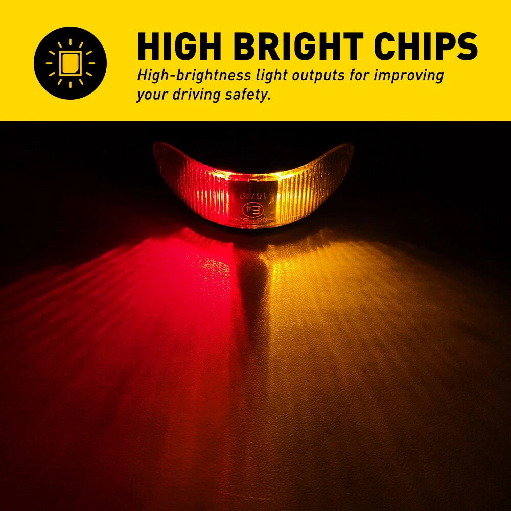 10x LED CLEARANCE LIGHTS SIDE MARKER LAMP RED AMBER TRAILER TRUCK CARAVAN VOLT