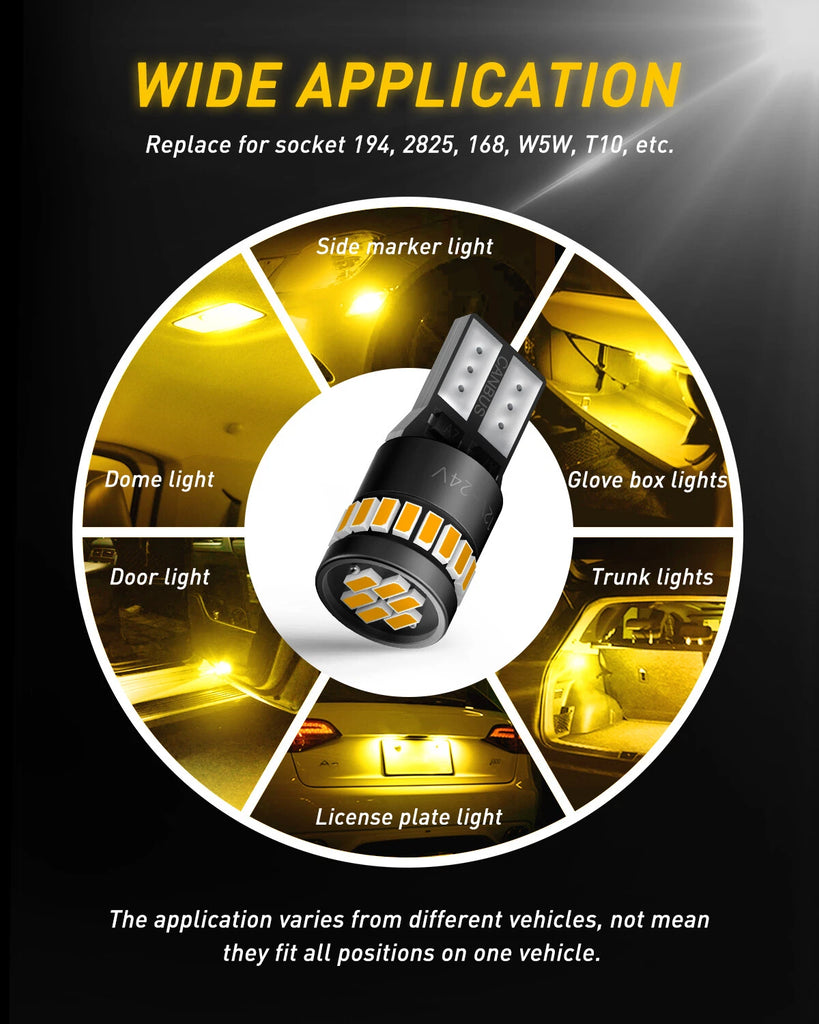 2/4/10x T10 W5W LED 24-SMD White Car Interior Light Parker Bulb Wedge Globe. A