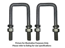 Load image into Gallery viewer, U Bolts 50mm SQUARE x 4" Galvanised ONE PAIR Boat Trailer Spring Washers Nuts
