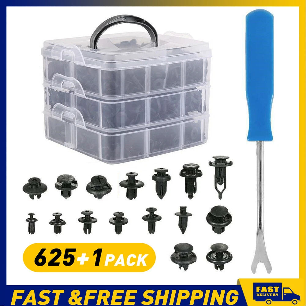 625pcs Car Clips Automotive Trim Body Pins Push Retainer Fastener Assortment Kit