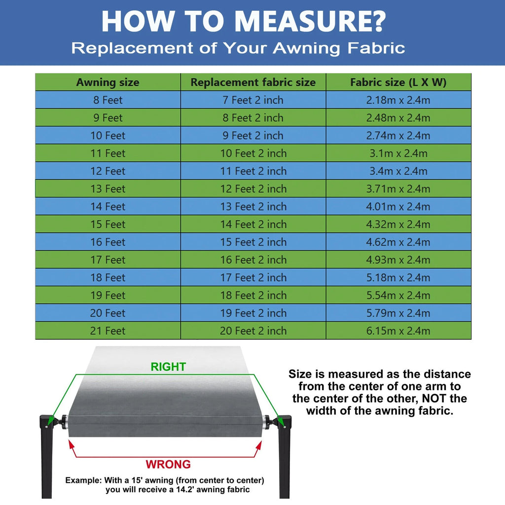 9ft-21ft Awning Vinyl Replacement Fabric Gray/blue Fade Caravan Roll Out Awning