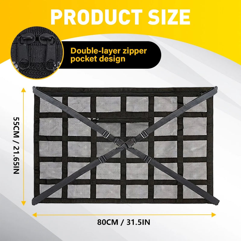 80x55cm Universal Car Roof Cargo Net Mesh Ceiling Storage Bag – Black