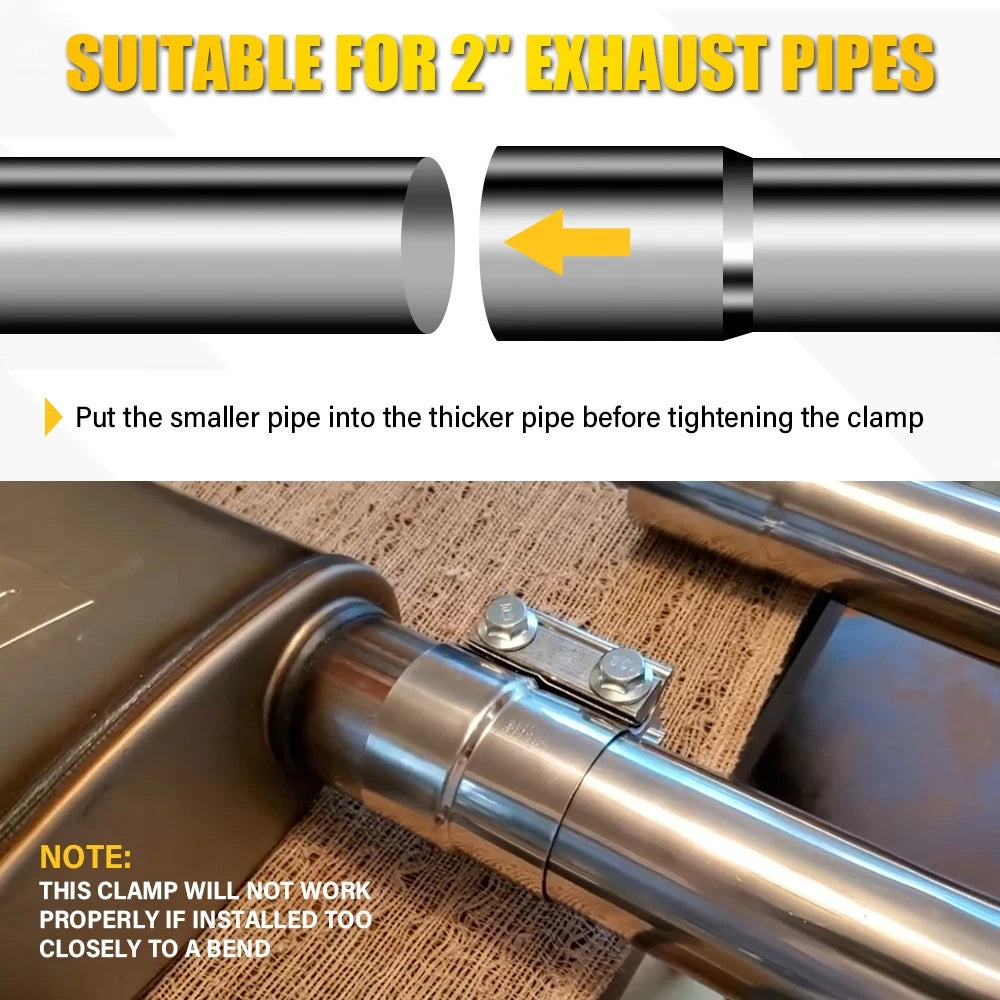 EXHAUST CLAMP STAINLESS BUTT JOINT 2PACK BAND CLAMP EXHAUST SLEEVE 2 INCH 2x AU