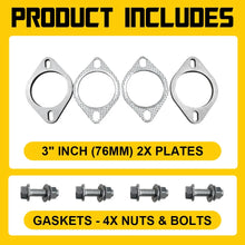 Load image into Gallery viewer, 3" 76MM 4 BOLT 304 STAINLESS STEEL UNIVERSAL EXHAUST FLANGE PLATE GASKET KIT 4PC