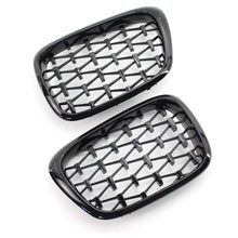 Load image into Gallery viewer, Pair Gloss Black Diamond Style Front Kidney Grille fits BMW E39 5 Series 99-03 S