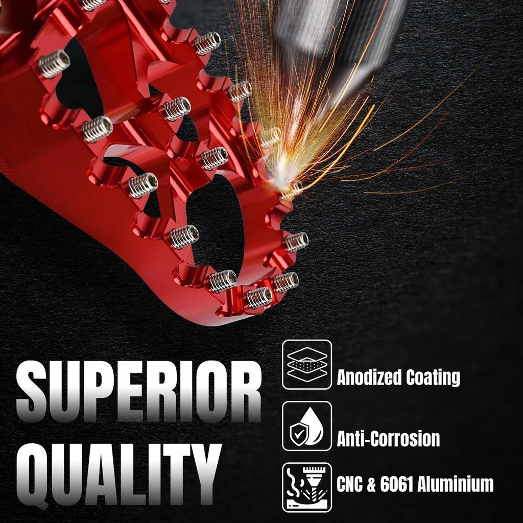 MX Wide Fat Footpegs Foot Pegs For Surron Sur-Ron n Ultra Bee Electric Bike Red