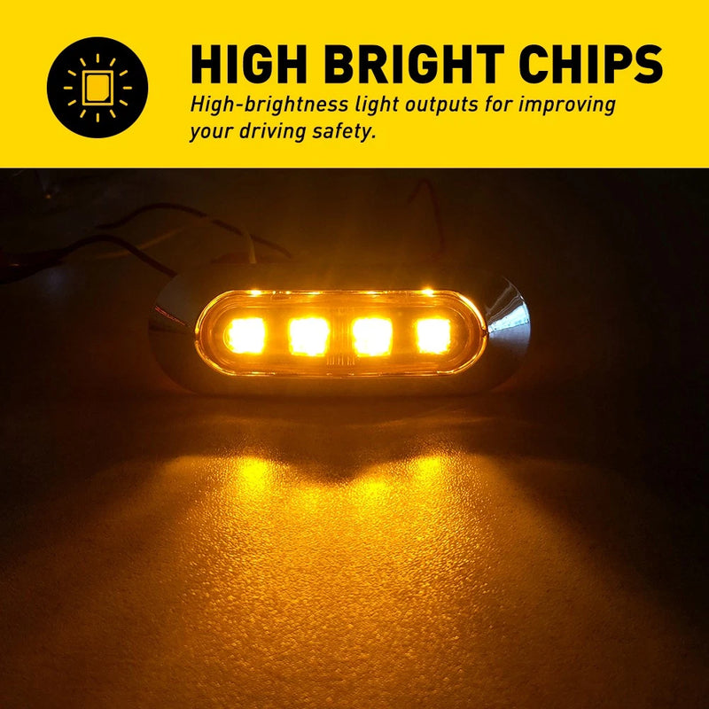 12V Amber LED Clearance Side Marker Lights for Trailer Truck Caravan