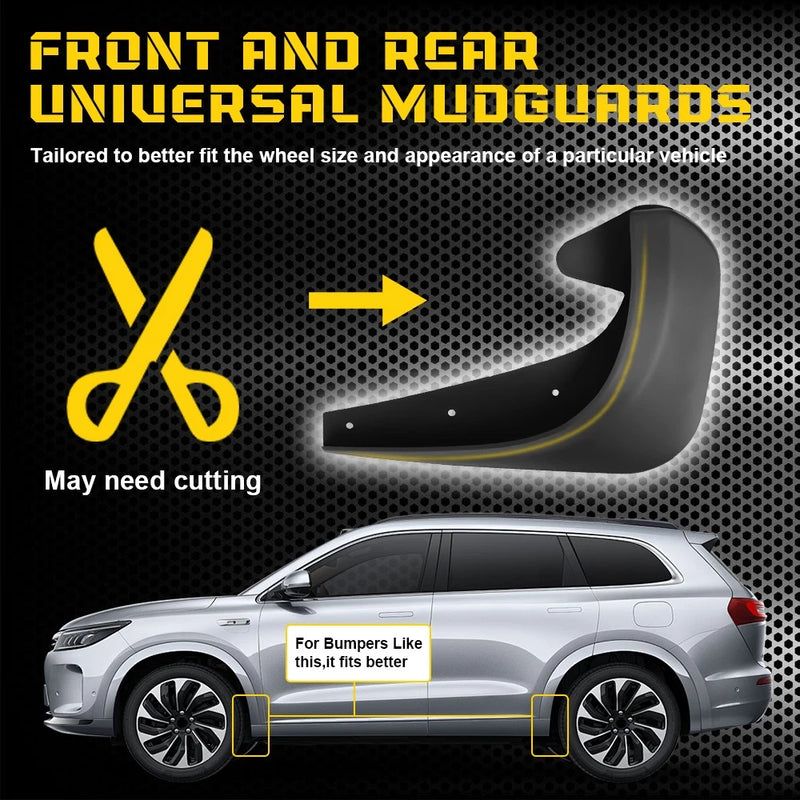 Universal Black PVC Mud Flaps 4pc Set Front & Rear Splash Guards