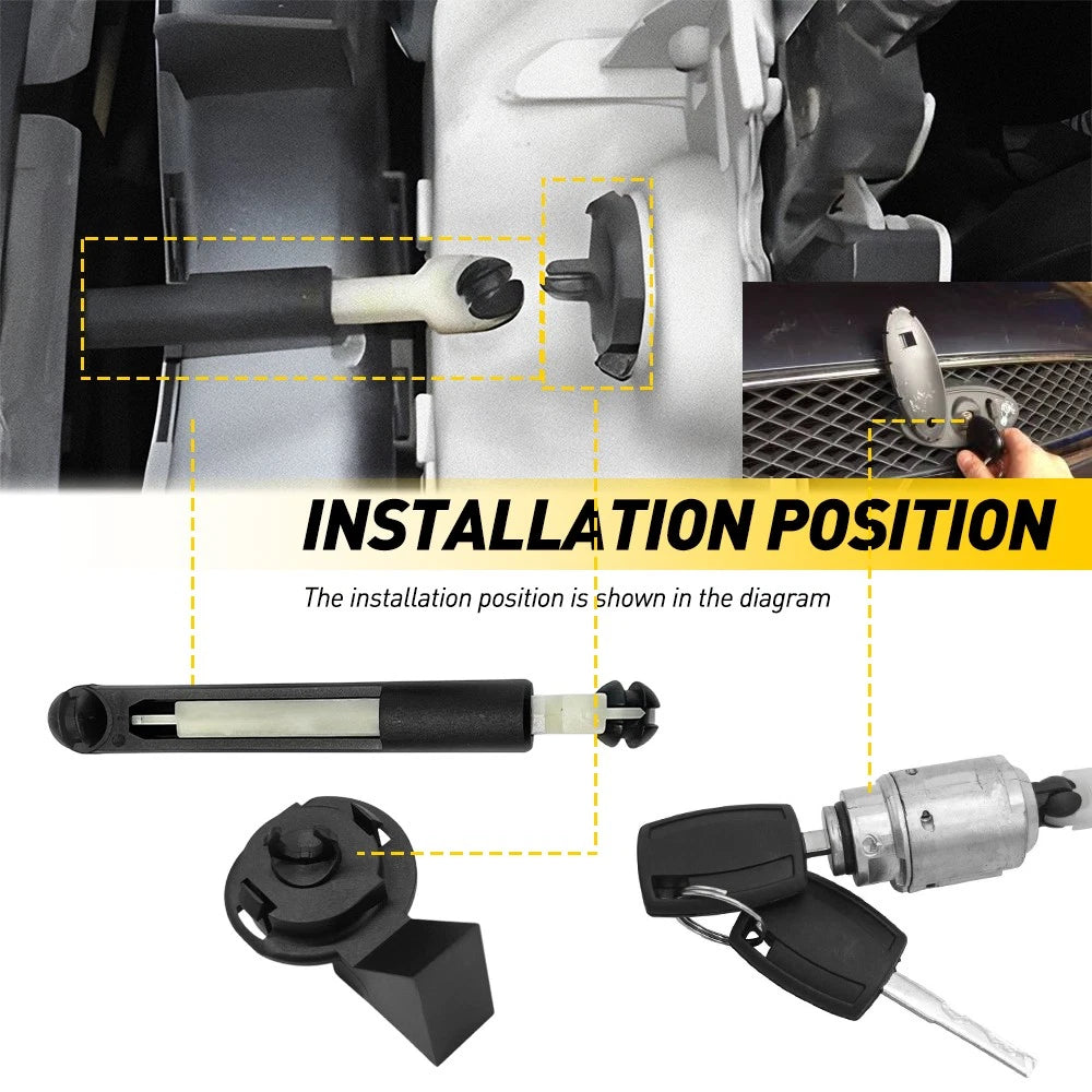 2 Keys Bonnet Release Lock Latch Set Repair Kit For 04-12 Ford Focus MK2 1343577
