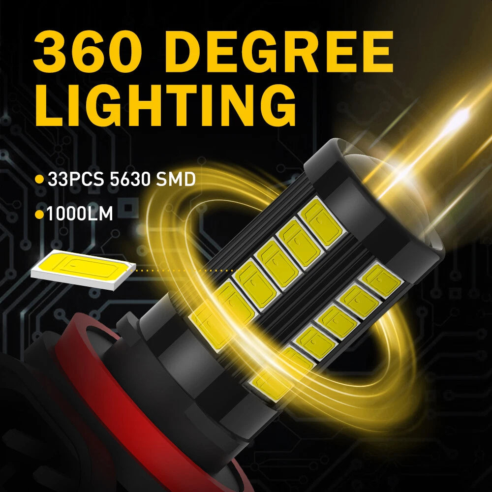 AUXITO H8 H9 H11 LED Fog Light Headlight Globes Bulb H/Low Kit Beam Amber White.