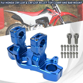 For Honda CRF110F CRF125F 2019+Billet Top Triple Clamp With Bar Mount Kit Blue S