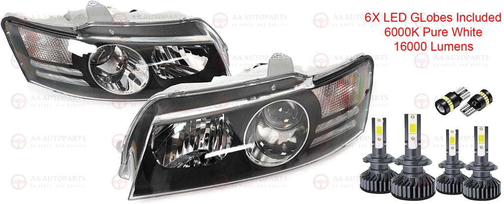 Projector Headlights Pair + Full LED Globes Holden Commodore VZ SS Calais