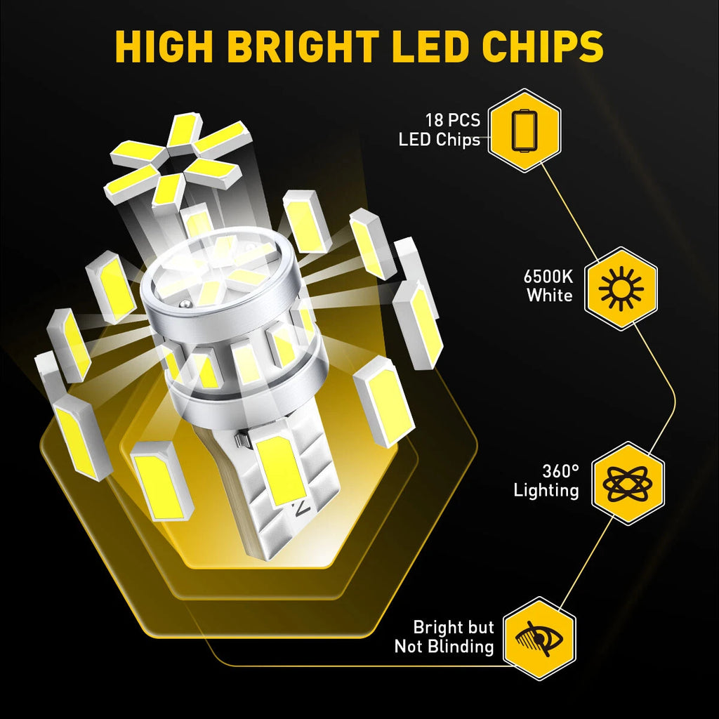 10x T10 W5W LED 18-SMD White Car Interior Light Parker Bulb Wedge Globe 12V/24V