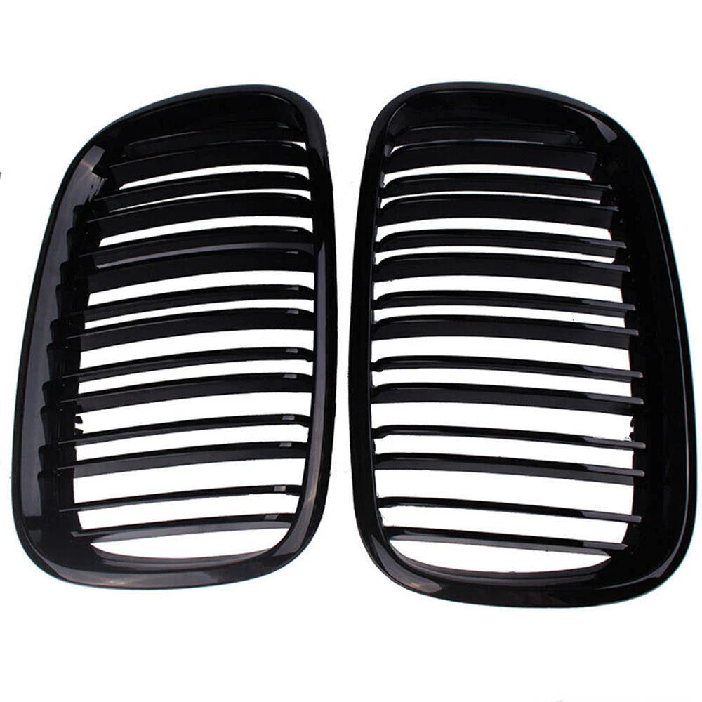 For BMW X5 X6 E70 E71 07-13 Front Grille Grill Kidney Cover Vent Gloss Black ST