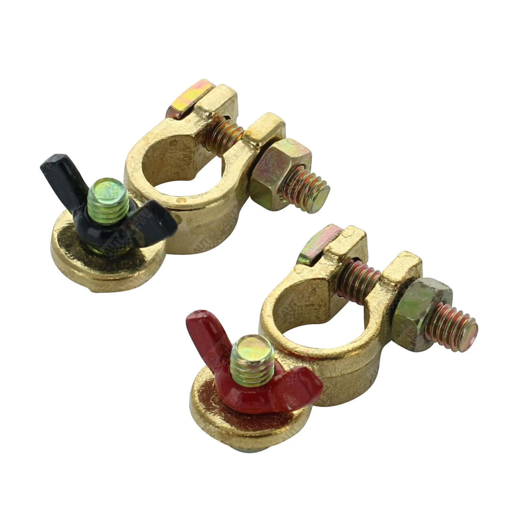 Positive & Negative Brass Wingnut Battery Terminals MA14 Boat Marine Car Truck