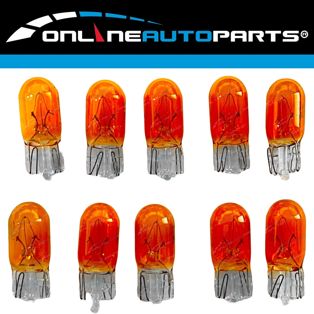 T10 5W Amber Wedge Incandecent Globes 10pk