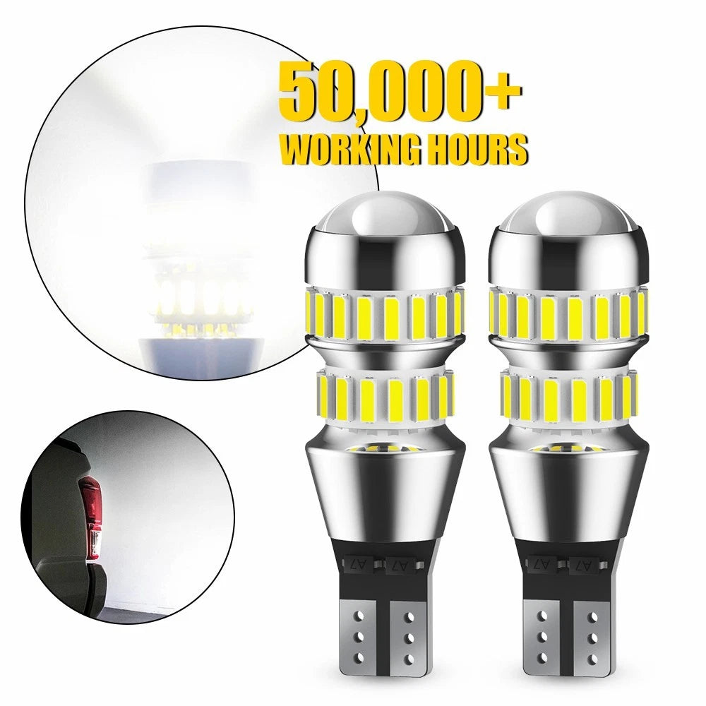 Pair of T15 912 921 LED reverse light bulbs 6000K white 2600LM CANBUS ready