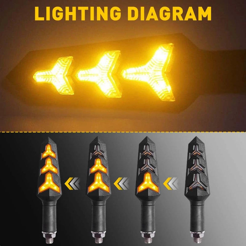 2x 12V Motorcycle LED Dynamic Turn Signal Indicator Lights, Amber