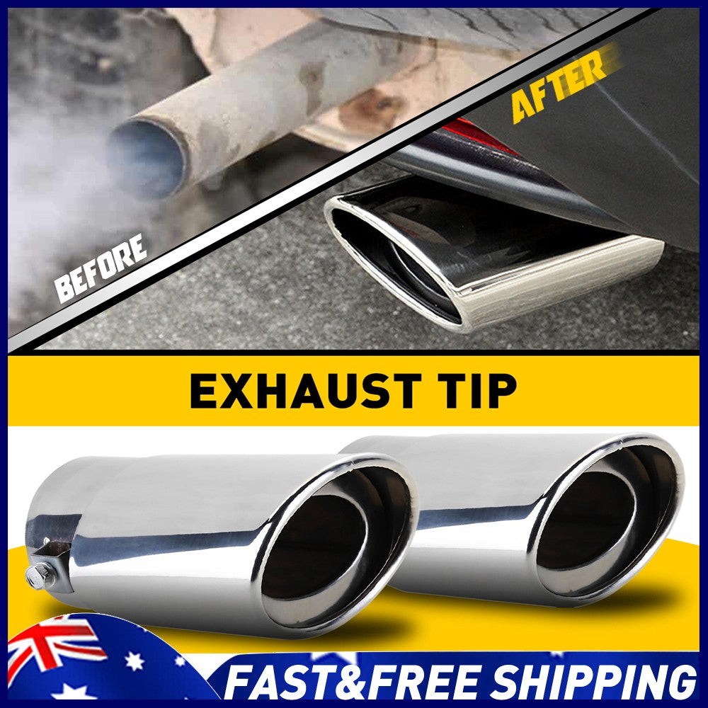 2x 3.4" Outlet Car Auto Exhaust Tip Slant Cut Stainless Steel Muffler Tail Pipe