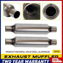 Load image into Gallery viewer, 2x Steel 2" Inch Exhaust Hotdog Resonator Muffler Glass Pack 12" Long High Flow.