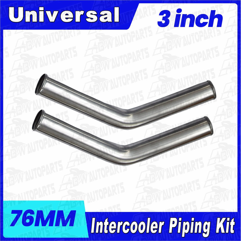 Intercooler Turbo Piping Pipe Kit Aluminum + Silicone Hose Universal 3"Inch 76mm