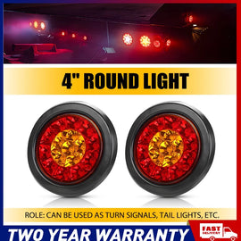 2X Round Univerasl Trailer tail lights LED Stop Kit Boat Truck Lamp Waterproof
