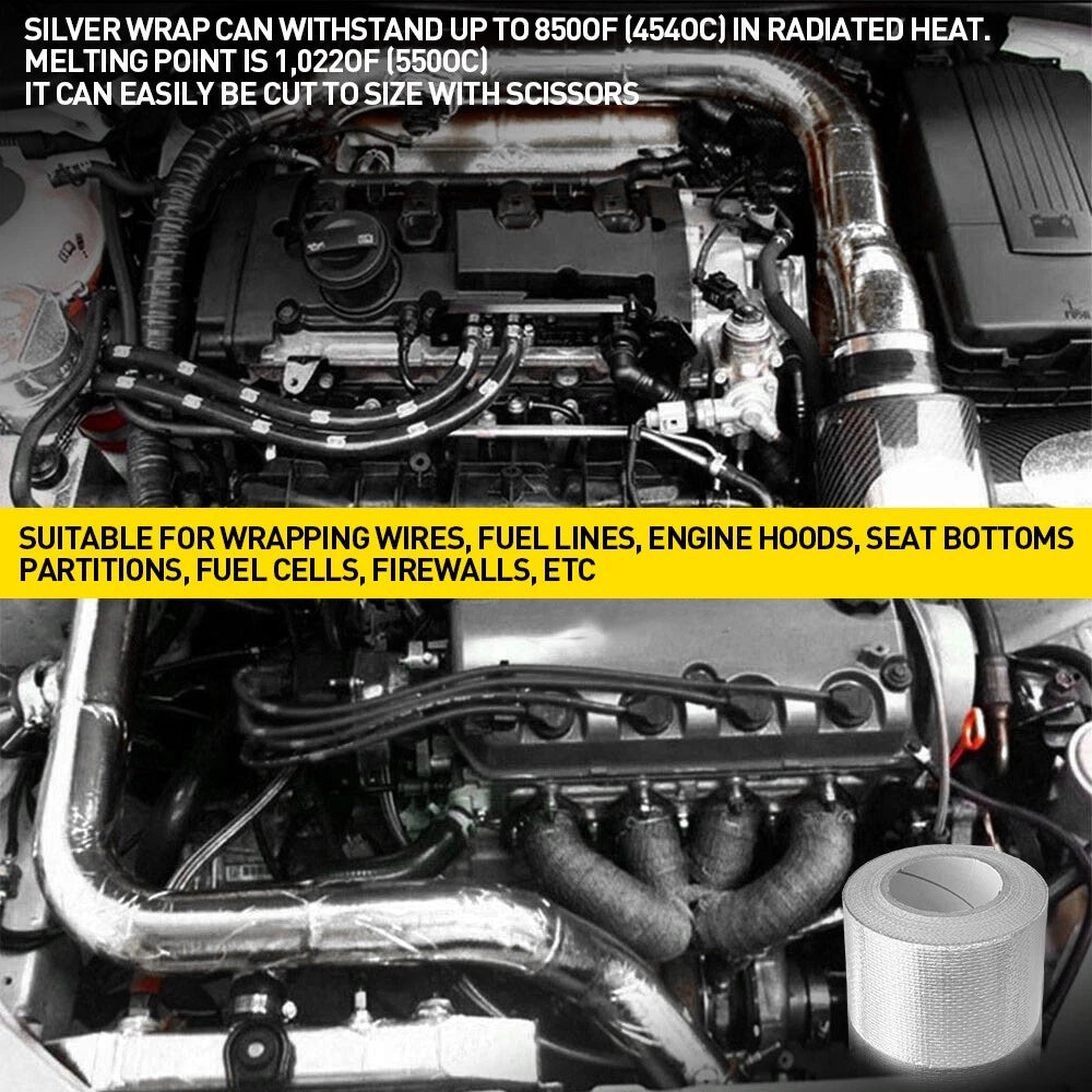 Silver Foil Heat Insulating Tape Hose Wrap Reflective Shield Adhesive 20M x 50mm