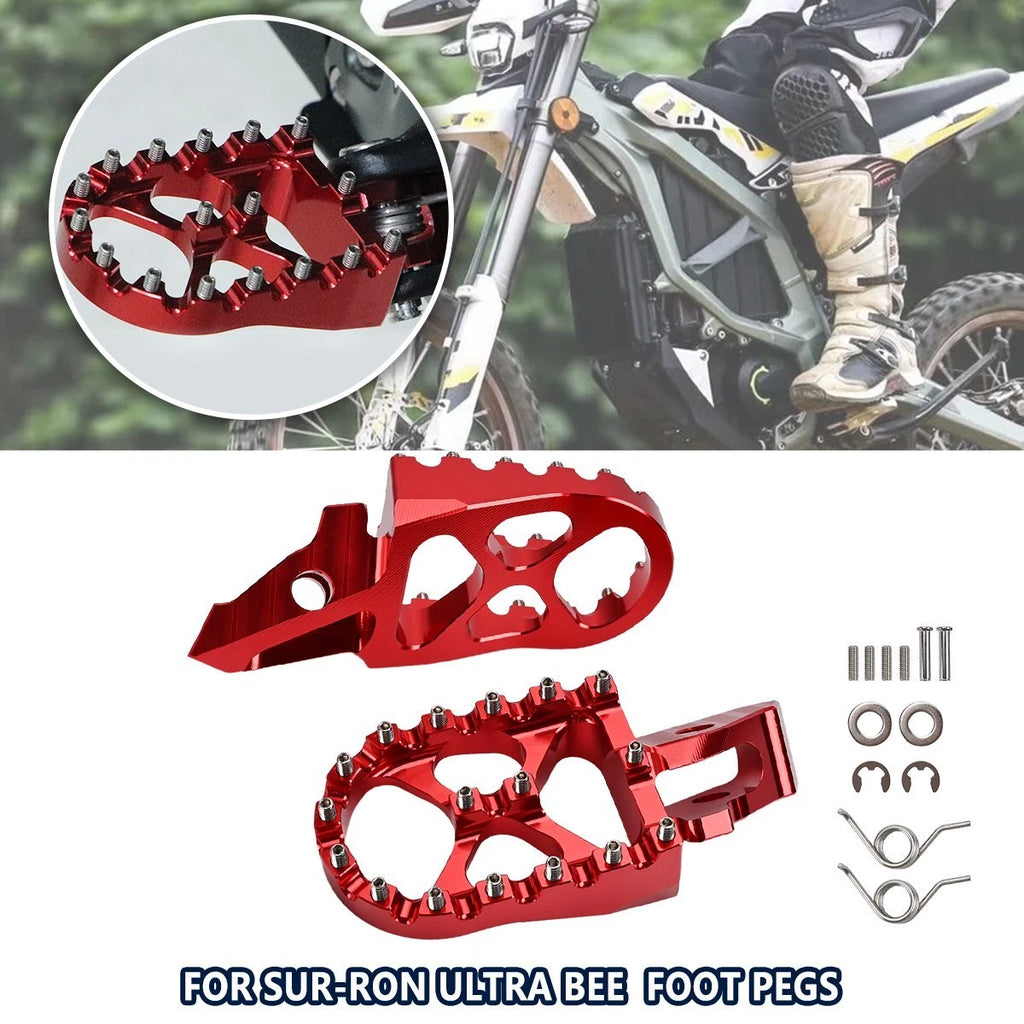 MX Wide Fat Footpegs Foot Pegs For Surron Sur-Ron n Ultra Bee Electric Bike Red