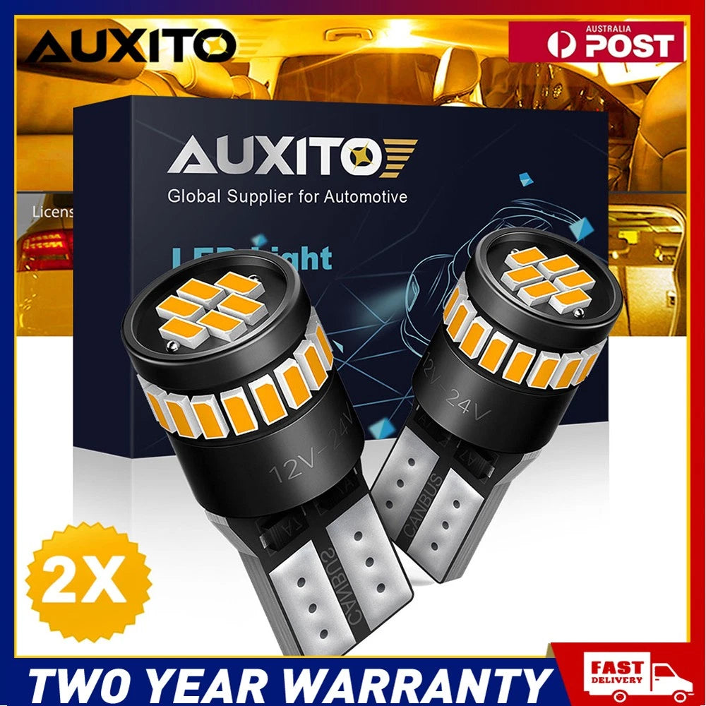 2x T10 Car Dashboard Interior Wedge Bulb Indicator Plate Light Side Amber Yellow
