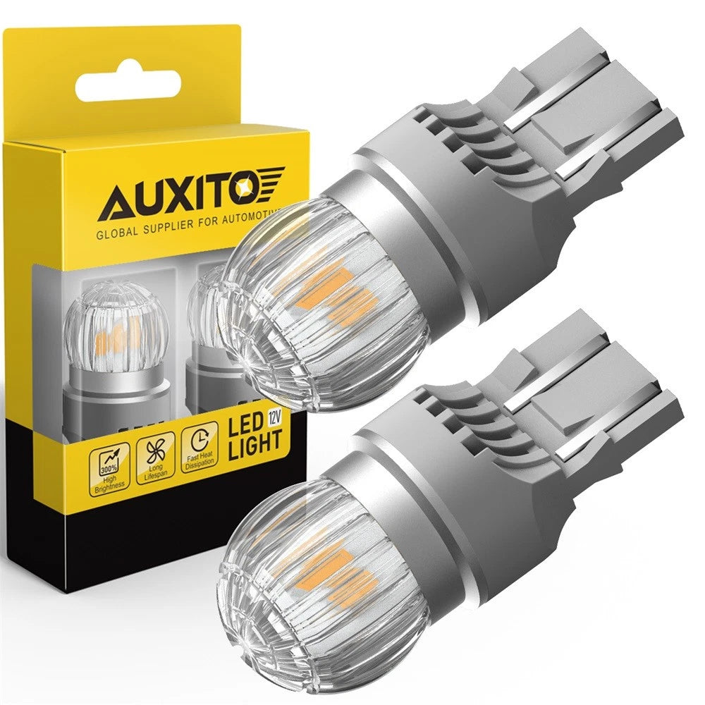 2x T20 7440 WY21W W21W AMBER ORANGE LED INDICATOR SIGNAL LIGHT BULBS 12V AUXITO.