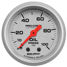 Load image into Gallery viewer, Autometer Ultra-Lite 2-1/16in Oil Pressure Gauge 0-100 PSI Mechanical AU4321