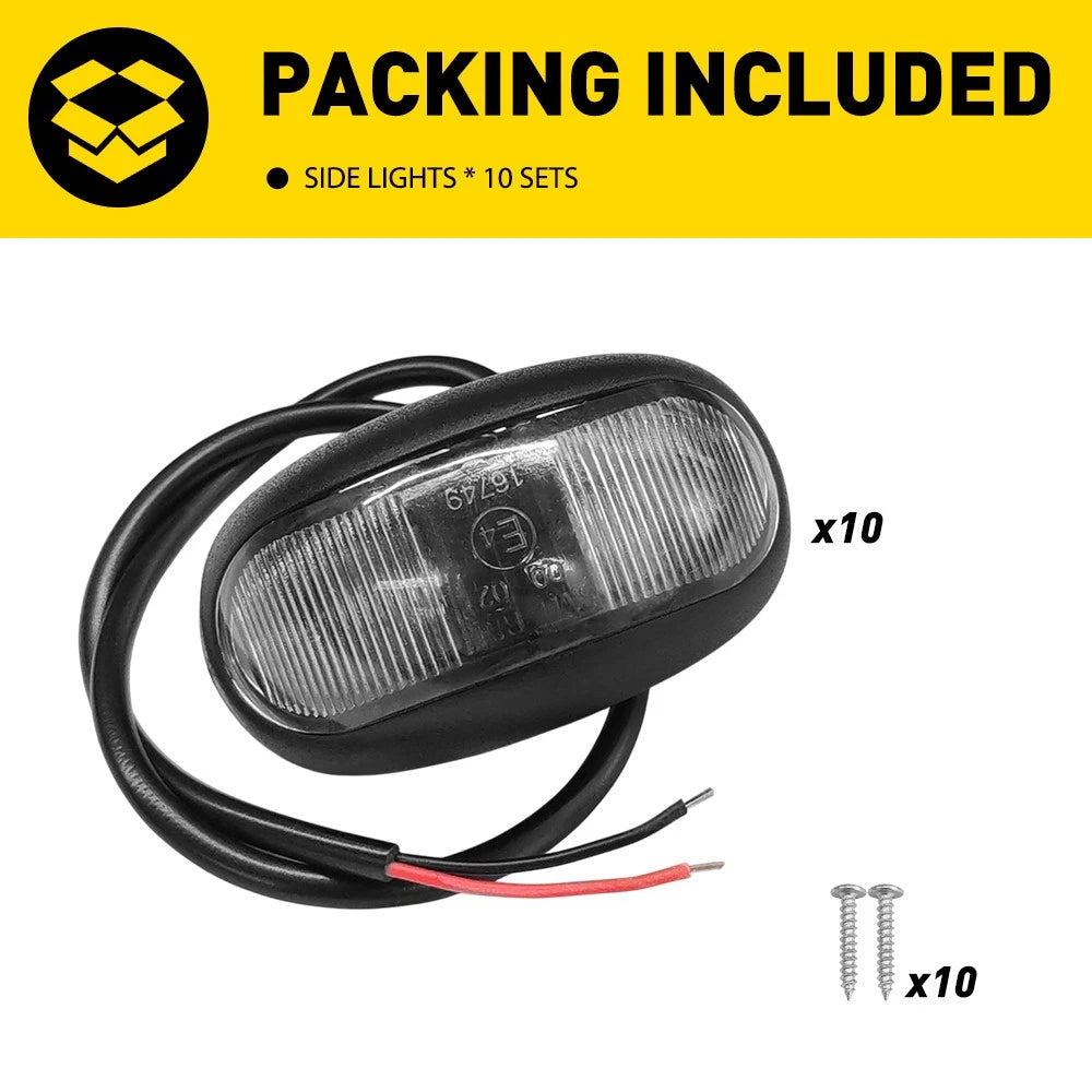 10-100X 10 x LED CLEARANCE LIGHTS SIDE MARKER LAMP RED AMBER TRAILER CARAVAN 12V