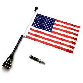 Rear Luggage Rack Mount American Flag with Black Pole Universal for Harley ST