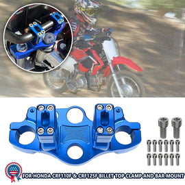 Billet Top Triple Clamp With Bar Mount Kit Blue For Honda CRF110F CRF125F 2019+