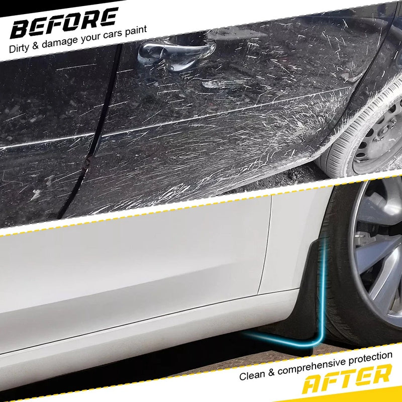Universal Black PVC Mud Flaps 4pc Set Front & Rear Splash Guards