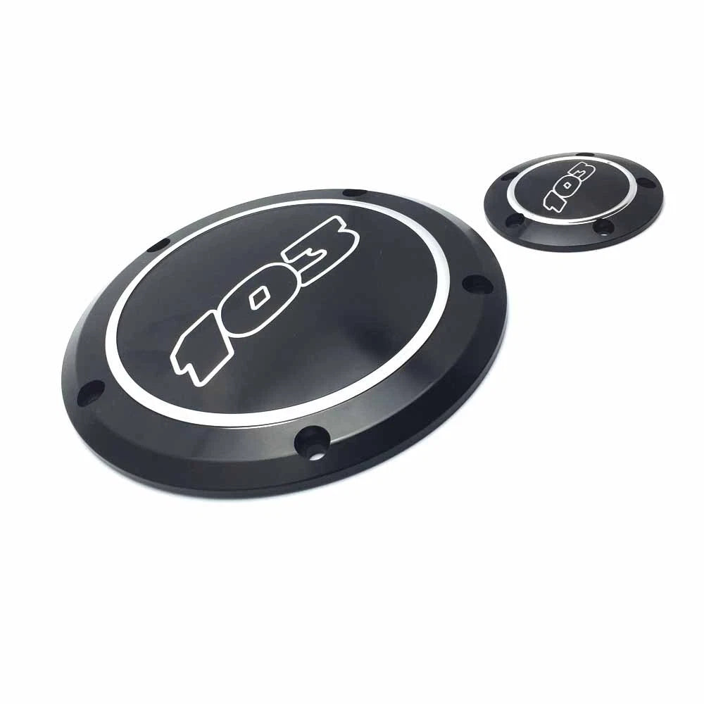 Black Aluminum 103 Derby Cover + Timing Timer For Harley Electra Glide 1996-2013