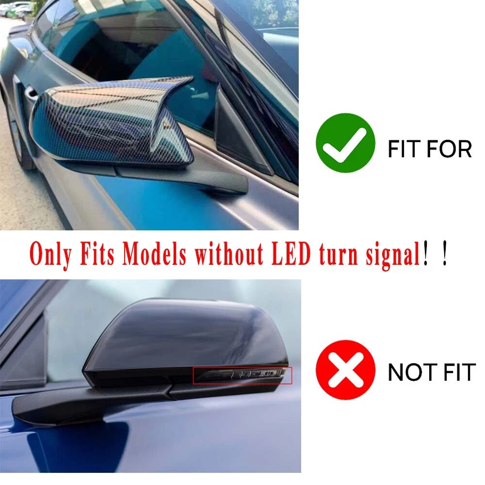 For Ford Mustang 2015-2022 Rearview Side Mirror Cover Case Carbon Fiber Look ST