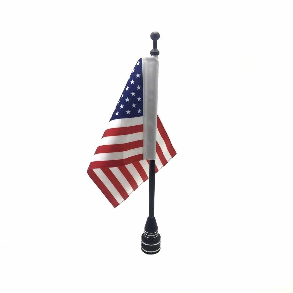 Rear Luggage Rack Mount American Flag with Black Pole Universal for Harley ST