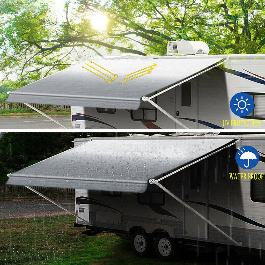 9ft-21ft Awning Vinyl Replacement Fabric Gray/blue Fade Caravan Roll Out Awning