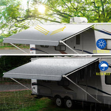 Load image into Gallery viewer, 9ft-21ft Awning Vinyl Replacement Fabric Gray/blue Fade Caravan Roll Out Awning