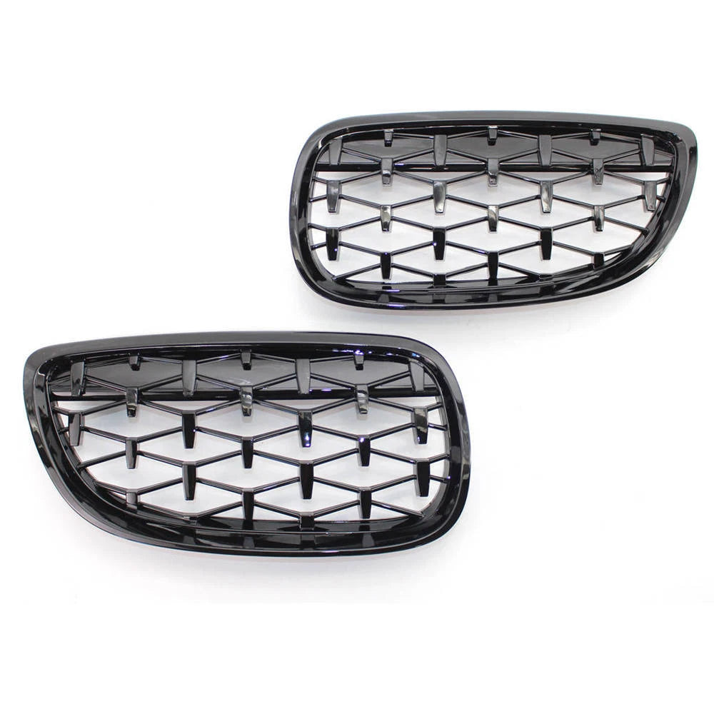 Gloss Black Diamond Style Kidney Grille Grill For BMW E92 E93 06-10 Pre-facelift