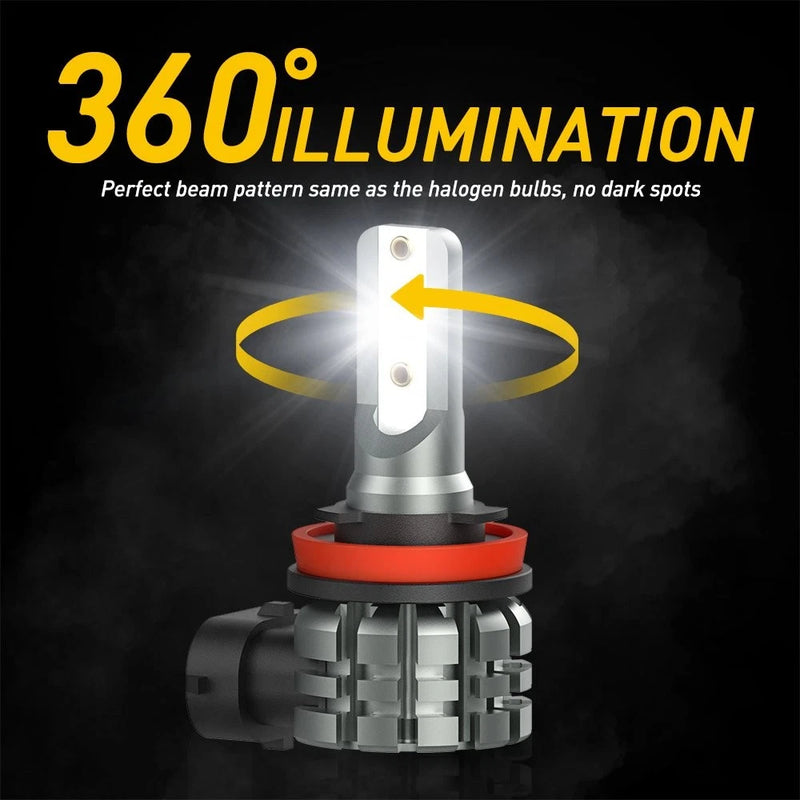 AUXITO H11 H8 H9 H16JP LED Fog Light Bulbs 6000K 4000LM White DRL (Pair)