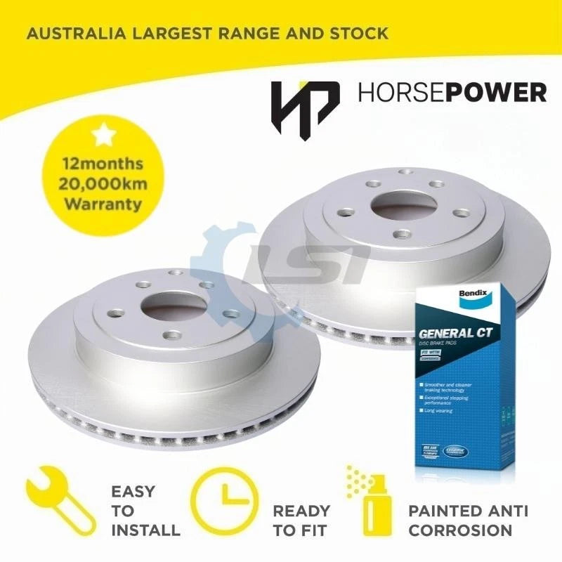 Rear brake pads and disc rotors kit compatible with Holden Calais VE 2006-2013
