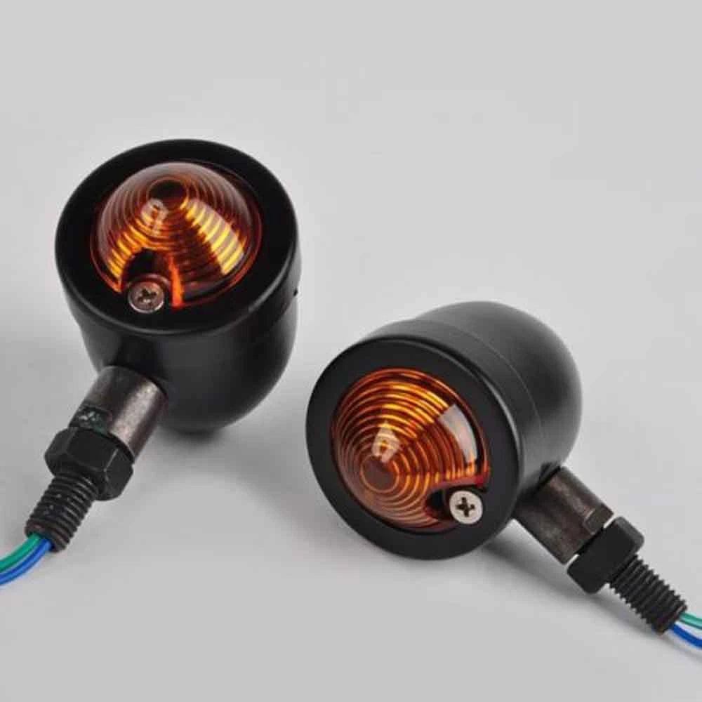 4 Black Motorcycle Turn Signal Light Indicator Lamp For Harley Chopper Bobber ST