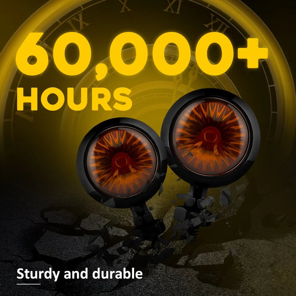 4PCS Universal Motorcycle Indicators LED Turn Signal Lights Amber Vintage 12V